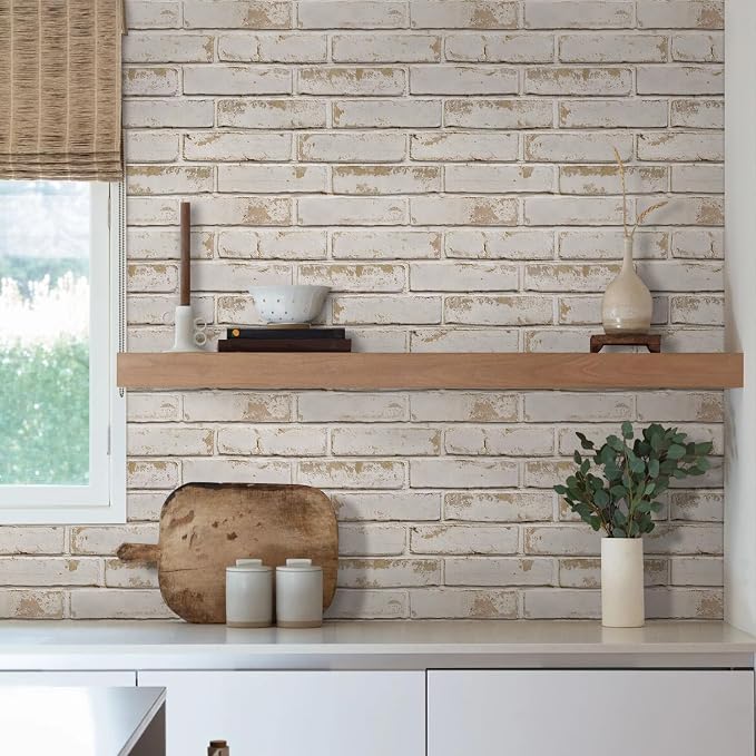 COMSTICKC 3D Faux Brick Wall Panels Peel and Stick, 10 Pcs 15.7" x 11.8 | Beige, Not Real Brick, Thin PVC 3D Fake Brick Decorative Tile Wall Covering for Easy DIY Interior Decor, Cover 12.9 sq ft - Image 6