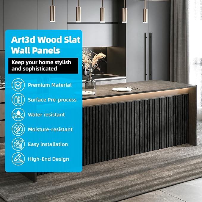 Art3d Wood Slat Wall Panels, Fluted MDF, 6-Pack, 94.6 x 7.4 in, Matte Black | 3D Textured Panels for Accent Walls, Ideal for Living rooms, Bedrooms, Offices, Entryways and Studios - Image 4