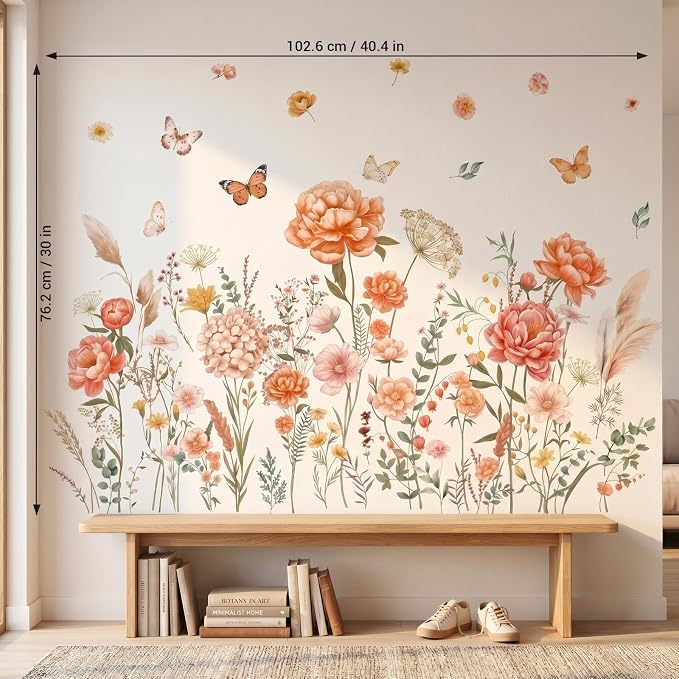 DECOWALL Boho Large Flowers Wall Decals – Removable Peel & Stick Floral Blossom Stickers for Kids Room, Nursery & Bedroom Decor, Colorful Garden Flower Wall Art (SG2-2507) - Image 5