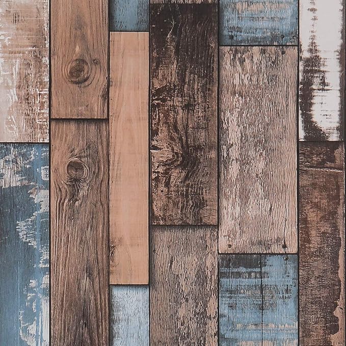 Livelynine Shiplap Peel and Stick Barnwood Wallpaper for Walls Rustic Barn Wood Wall Planks Bathroom Wallpaper 17.7X78.8 Wood Plank Contact Paper for Desk Cabinets Bulletin Board Paper Roll Classroom by Livelynine