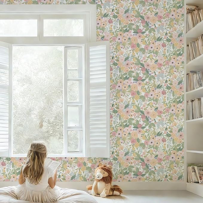 Ismoon Peel and Stick Wallpaper Boho Pink Floral Contact Paper 16.1" x 197" Removable Self-Adhesive Stick on Wall Paper for Cabinets Girls Renter Friendly Vinyl Decor - Image 5