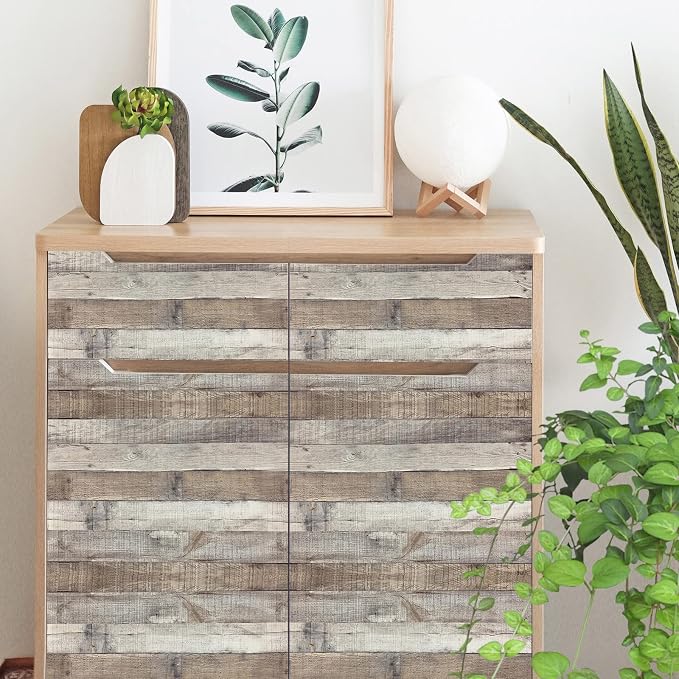 Yun-aeon Natural Wood-Grey Contact Paper Peel and Stick Wallpaper | 17.3"x 200"Self Adhesive Removable Vintage Faux Wood Wall Paper Plank Shelf Home Decoration Kitchen Counter Cover - Image 6