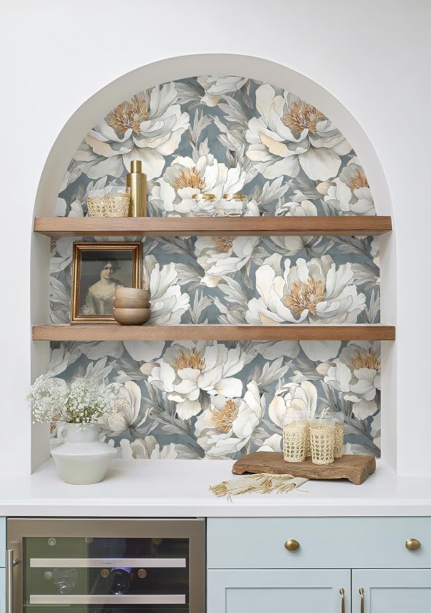 Safiyya Peel and Stick Wallpaper Grey and White Floral Contact Paper Peel and Stick 17.3"x 78.7" Wall Paper Self Adhesive Removable Wallpaper for Bedroom Bathroom Vinyl Roll - Image 5