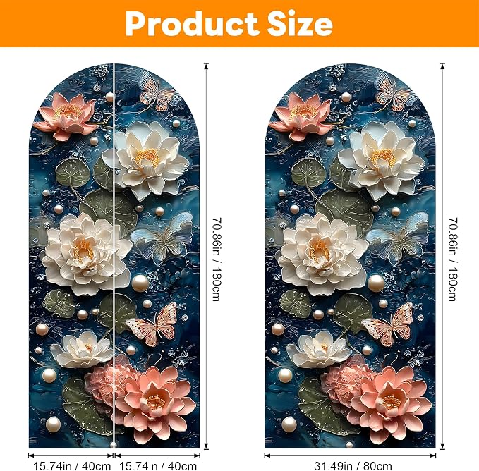 Arch Wall Decals Peel and Stick, Large Wall Stickers, Removable Home Decor Art Wallpaper for Bedroom Living Room 71'' × 31.7'' (Flower -D) - Image 2