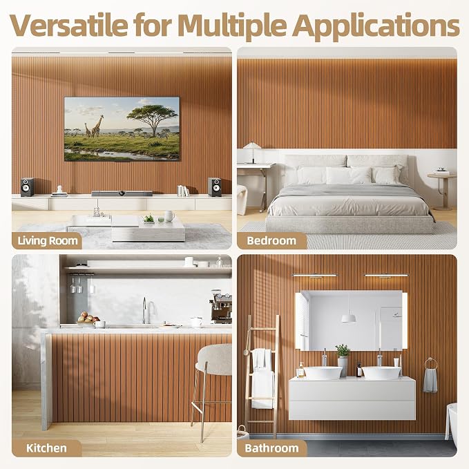 Peel and Stick Wood Slat Wall Panel 3D PVC Faux Walnut Wood Grain Wallpaper | 15.75"x236" Soundproof Wall Panels with Self Adhesive, Wall Coverning for Accent Walls Ceiling Bedroom Bathroom Kitchen Decor - Image 6