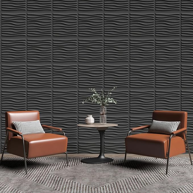 Art3d 20 Pack Decorative 3D Wall Panels, 19 Sq.Feet PVC Interior Wall Décor, 11.8"x11.8", Black - Image 6
