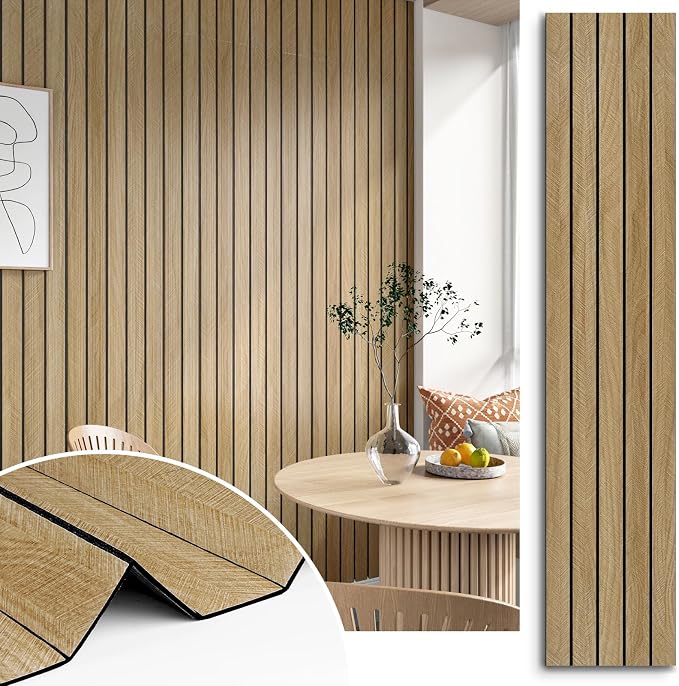 3D Wood Slat Panel for Walls Peel and Stick PVC Slat Wall Paneling | Peel and Stick Wood Panels Self Adhesive Flexible Wooden Slat Wallpaper for Bedroom Living Room Wall Decor Ceiling 118"x11.8" by STICKEEP