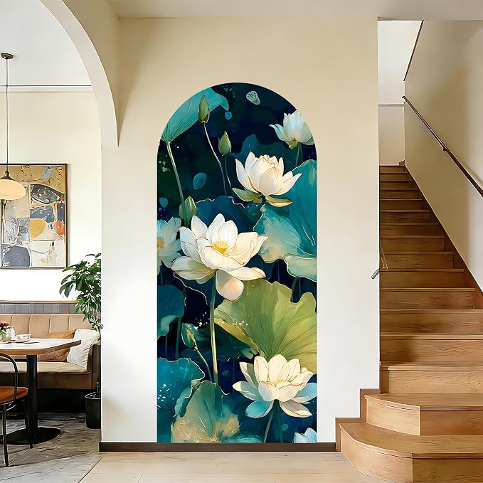 Arch Wall Decals Peel and Stick, Large Wall Stickers, Removable Home Decor Art Wallpaper for Bedroom Living Room, Floral Pattern, 71'' 31.7'' by AOHMPT