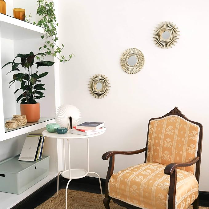 BONNYCO Gold Mirrors for Wall Pack of 3, Round Wall Mirrors Bedroom Room and Home Decor. Espejos Decorativos de Pared Sala Dormitorio, Modern Minimalist Decor Vintage, Chic. Gifts for Women Mums - Image 6