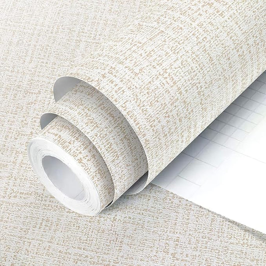 Beige Wallpaper Grasscloth Peel and Stick Wallpaper 17.7in x 118in | Faux Linen Vintage Wallpaper Textured Removable Wall Paper Grass Cloth Cabinets Bedroom for Cabinet Self Adhesive Vinyl by lenify