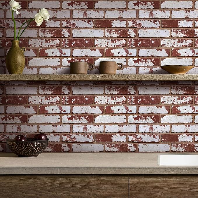 Commomy 3D Faux Brick Wall Panels Peel and Stick - 10pcs 15.74" x 11.8" | Ultralight Thin PVC 3D Wall Panels Fake Brick Paneling for Home Office,Bedroom,Quick DIY Home Decor(12.92 sq.ft) - Image 8