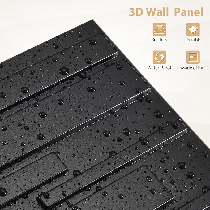 Heikki 30 Pack 3D Wall Panel for Interior Wall Décor, PVC Flower Textured Wall Panels for Living Room Bedroom Hotel Office, 11.8"x11.8", Double-Sided Tape (Black-SY) - Image 2