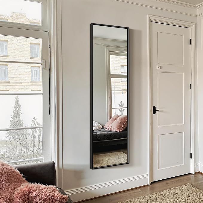 TRAHOME Full Length Floor Mirror 56"x15", Large Standing Body Mirror, Black - Image 8