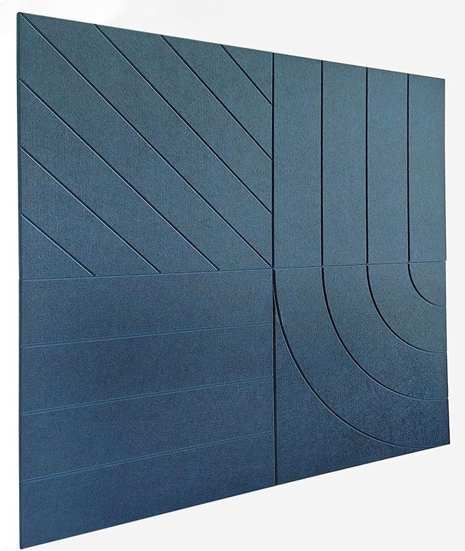 21.65" Large Square Acoustic Panels 4-Pack - Sound Absorbing Wall Panels, Noise Reducing Soundproof Decorative Felt Tiles for Home Office, Studio, Living Room - Prussian Blue by DesignerManufacturerofInnovativeBulletinBoardSolutionsforHomeOffice