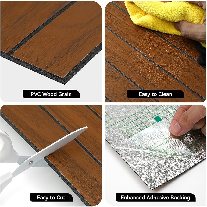 CUCOS Wood Slat Wall Panels Peel and Stick 12"x12" | Self Adhesive PVC Wall Panels for Accent Wall, Waterproof Wall Decor for Living Room Bedroom Office, Dark Brown - Image 7