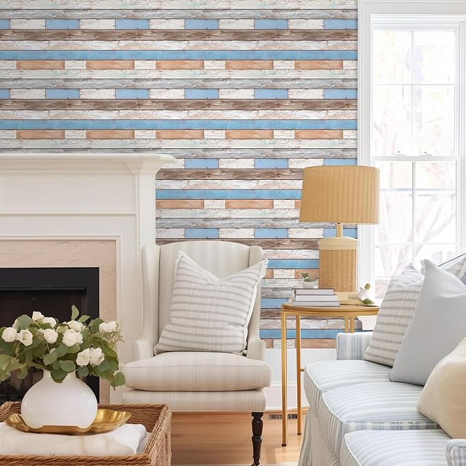 COMSTICKC 3D Peel and Stick Faux Wood Wall Sticker, 10 Pcs 11.8" x 11.8" | Not Real Wood, Lightweight Thin PVC Decorative Wall Panels Designed for DIY Interior Farmhouse Wall Makeover, Cover 9.7 sq ft - Image 7