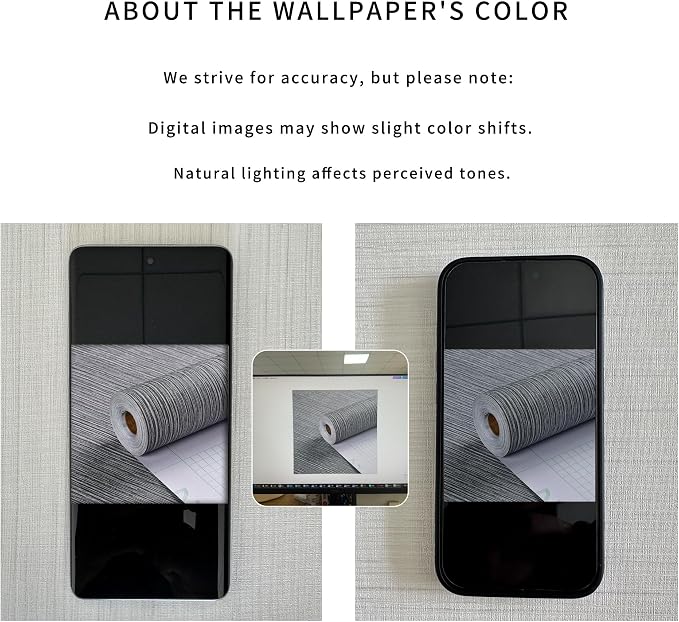 Haimin Grasscloth Wallpaper Textured 24in X 393in Fabric Contact Paper Gray Wall Paper Textured Linen Wallpaper Peel and Stick Self-Adhesive Thick Vinyl Embossed Film Wallpaper (Gray) - Image 4