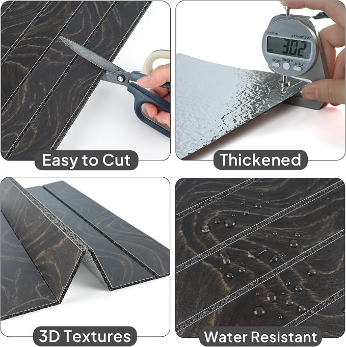 Peel and Stick 3D Wall Panels, Wood Grain, 20 Pack | 11.8" x 7.9", Thick PVC Foam, Self-Adhesive Wallpaper, Bedroom Accent Wall Living Room Decor, Non-Real Wood - Image 7