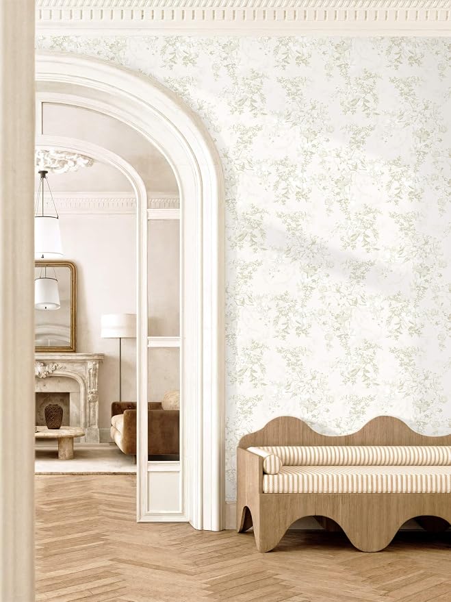 Dimoon 17.3"x197" Floral Peel and Stick Wallpaper Vintage French Contact Paper Beige Neutral Textured Stick on Wall Paper Renter Friendly Removable Self Adhesive Wallpaper for Cabinet Vinyl Roll - Image 9