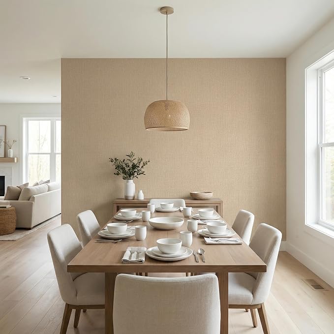 WADILE Grasscloth Peel and Stick Wallpaper 15.7in x 787.4in, Textured Contact Paper for Cabinets, Faux Linen Wall Paper Pull and Stick, Fabric Vinyl Wallpaper Self Adhesive Khaki | Textured contact paper, Faux linen, Vinyl material, Cabinets, Self adhe... - Image 4