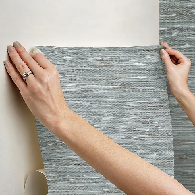 NuWallpaper Multicolor Grassweave Peel and Stick Wallpaper, Multicolor Grassweave Removable Contact Paper for Walls, Self Adhesive Wall Covering for Bedroom Living Room Accent Wall - Image 8
