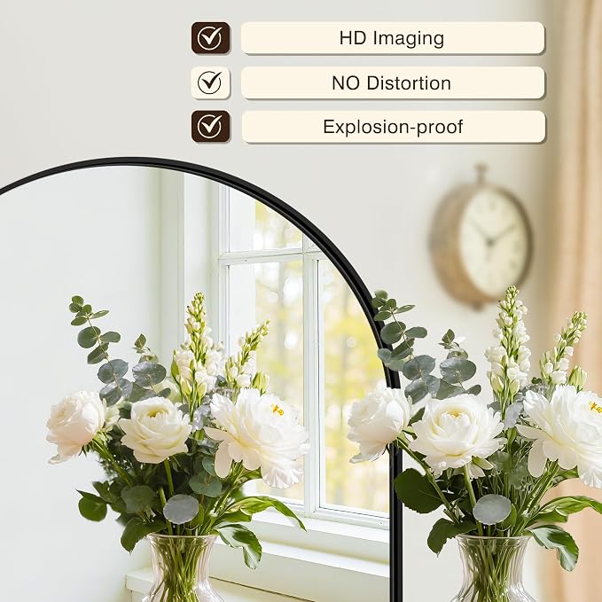 Arched Bathroom Vanity Mirror for Over Sink, 40”x30”, Black - Image 2