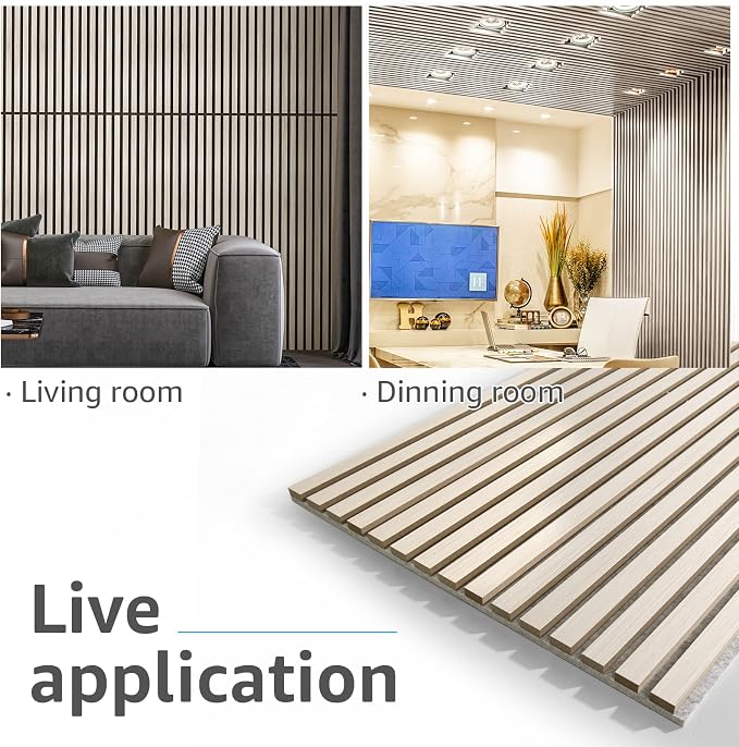 Art3d 4 Pack 47.2 x 23.6in. Wood Slat Acoustic Panels for Wall and Ceiling - 3D Fluted Sound Absorbing Panel with Wood Finish - White Elm - Image 5