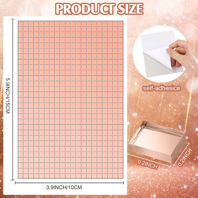 7200 Pieces Rose Gold Disco Mirror Tile Self-Adhesive Mirrors Mosaic Tile - Image 2