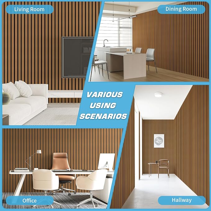 Art3d Six-Grid Design Slim Slat Wall Panel, 104 x 12 Inch, 4-Pack, Rosewood | Lightweight, Wainscoting, Waterproof, Easy to Clean, Sturdy, Glue on, Elegant Style, for Bedroom, Office, Home Improvement - Image 4
