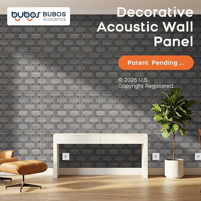 BUBOS 6 Pack Wood Wall Panel,23.6"x23.6" Peel and Stick Faux Acousitc Panel | Luxury Grey Woodgrain Textured Panel for Wall & Home Decor - Self Adhesive Sound Absorbing for Studio,Office, Living Room - Image 2
