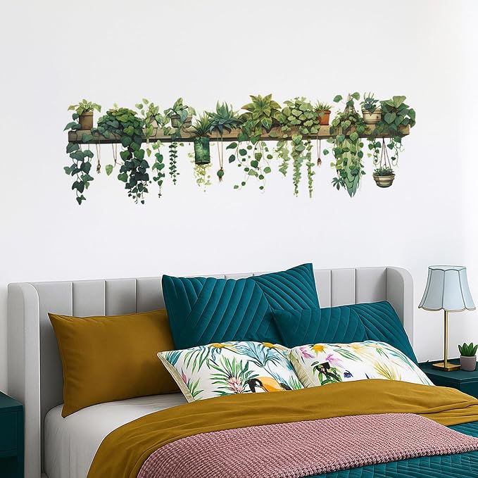 Green Plant Wall Stickers Vinyl Wall Decals Removable Wall Clings Peel and Stick Wall Mural for Bedroom Living Room Office (Medium) - Image 2