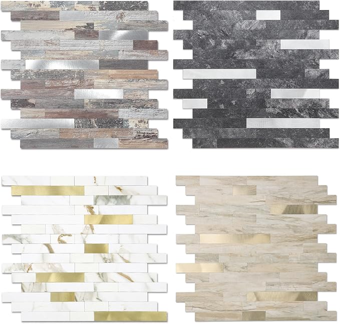 1 - Sheet Peel and Stick Backsplash Wall Tile, PVC Kitchen Backsplash, Stick on Tiles for Backsplash Kitchen (12'' X 12'', Beige Rocks) - Image 4