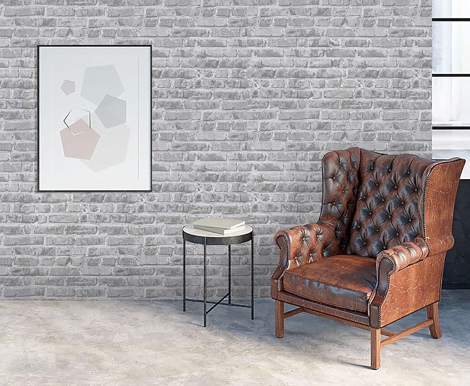 Timeet 17.7" x 472" Grey Brick Wallpaper Peel and Stick Wallpaper Self-Adhesive Wallpaper for Bedroom Living Room Decoration Vinyl Film Roll - Image 5