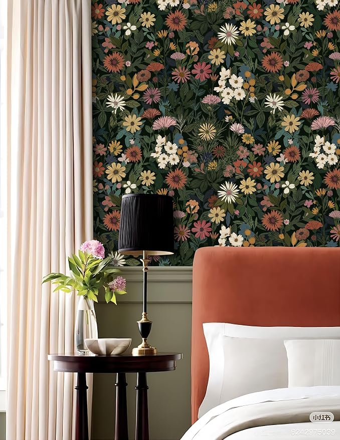 Peel and Stick Wallpaper Floral Contact Paper for Cabinets/Kitchen/Bathroom | Textured Vinyl Stick on Wall paper, Removable, Waterproof, Self-adhesive, Boho, for bedroom/rv/laundry room 17.3" x 118" - Image 5