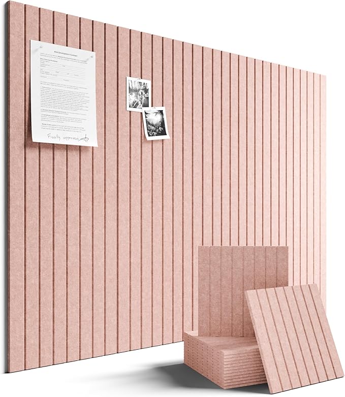 Fluxynara 48" x 36" Large Felt Bulletin Board, Pink | 12 Pack Cork Board Alternative with 60 Safe Adhesive Tabs, Pin Boards for Wall Decor, Home, Office, Classroom,Dorm by FLUXYNARA