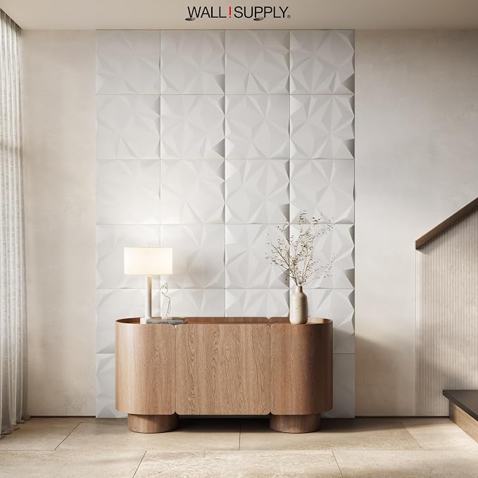 Wall!Supply 3D Geo Lite Wall Panels, 12-Pack, White | Lightweight XPS Foam, Wallpaper Alternative, Easy DIY Installation, Covers 32.29 Sq Ft, for Living Room, Bedroom, Office - Image 7
