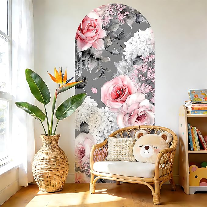 Arch Wall Decals Peel and Stick, Large Wall Stickers, Removable Home Decor Art Wallpaper for Bedroom Living Room 71'' × 31.7'' (Flower -E) - Image 5