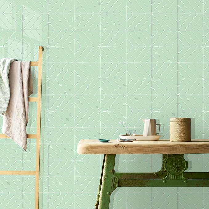 STICKGOO Herringbone Peel and Stick Backsplash, Light Green, 10 Sheets | 12.6 x 9.7 in, Thicker Rectangular Vinyl Stick-On Wall Tiles, Easy Alignment, Waterproof, Easy to Clean, Kitchen/Bathroom - Image 7