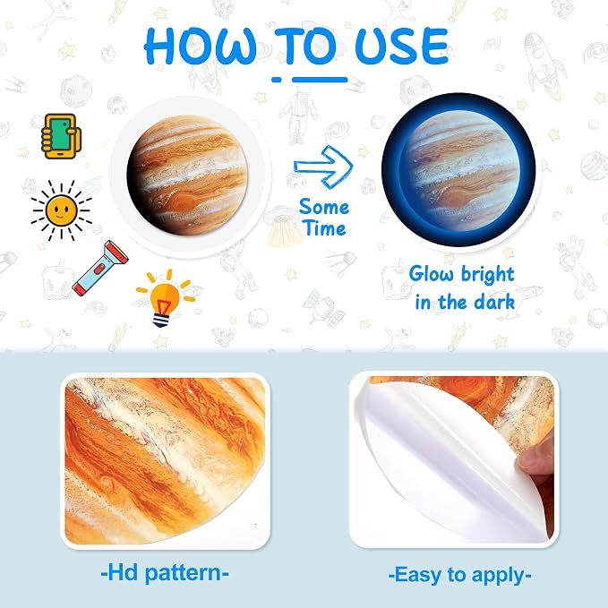 Solar System Wall Decals Glow in The Dark Stars 780 PCS, Glowing Planets Stickers for Ceiling, Nursery Wall Stickers for Bedroom, Kids Room Decorations (Blue) - Image 4