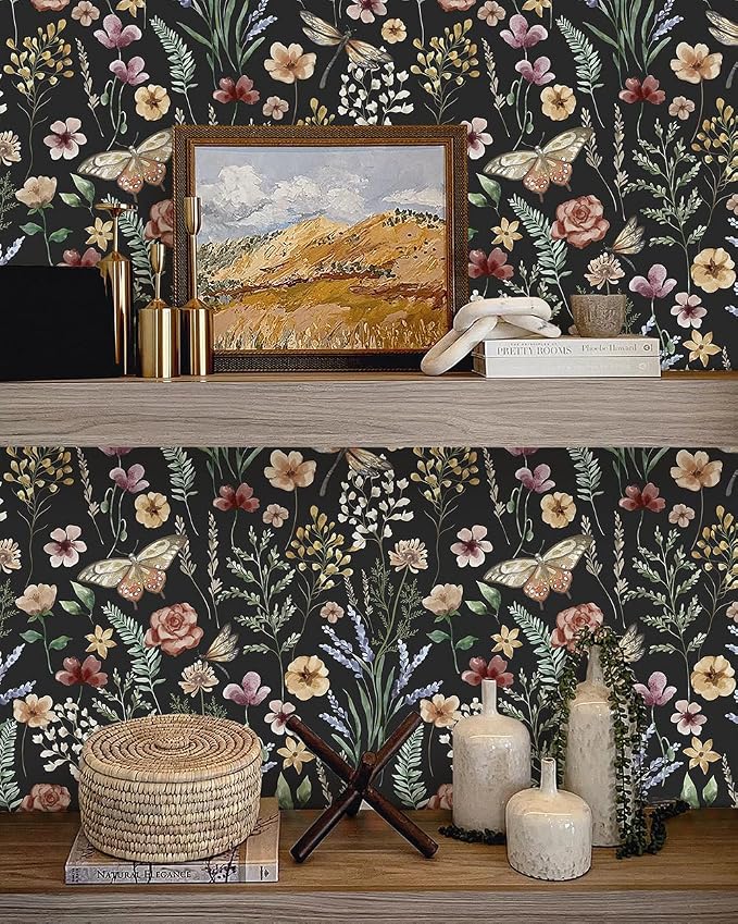 Orainege Vintage Floral Wallpaper Peel and Stick Wallpaper Boho Removable | 16.9in x 393.7in Floral Contact Paper Self Adhesive Wall Paper for Bedroom Cabinets Decor - Image 6