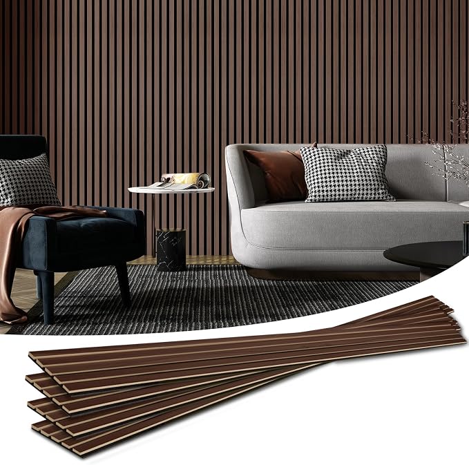 Art3d 4pcs-107 x 8in Slat Acoustic Panel for Wall and Ceiling, 3D Fluted Sound Absorbing Panel with Wood Finish, Dark Walnut - Image 8