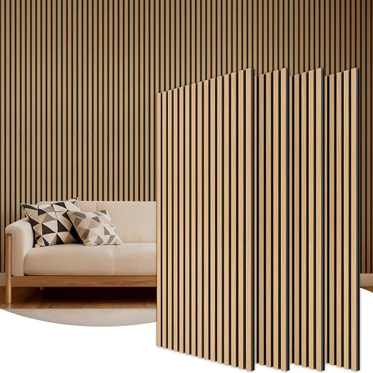 TONOR Wood Wall Panels for Interior Wall Decor-4 Pack 47.2" x 23.6" | Wood Slat Acoustic Panels-31ft² for Noise Cancelling and Wall Décor Living Room, Home Decor, Office, Teak by TONOR