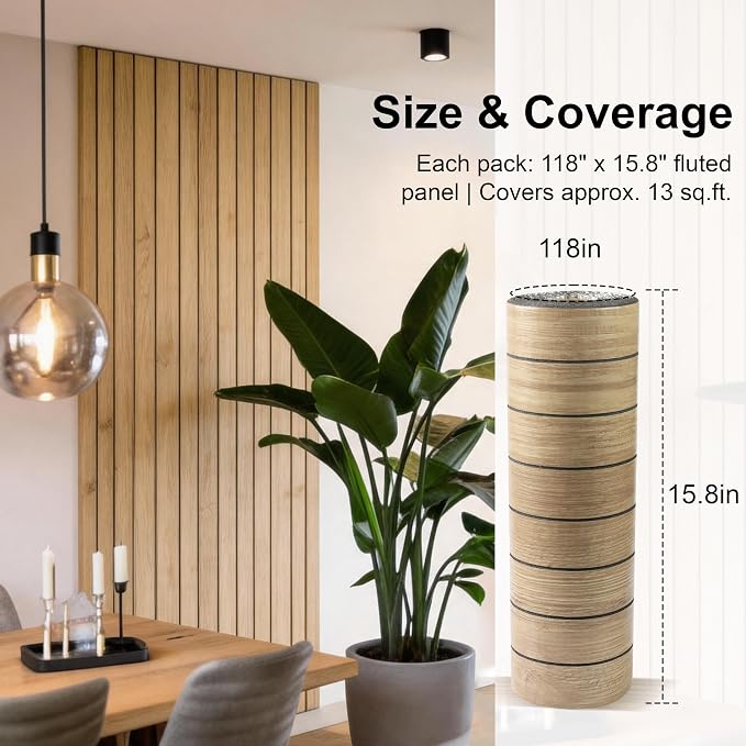 Wood Grain 2 x 15.8"W x 236"L Peel and Stick Wall Panels, 3D Soundproof Oak | Weatherproof Wall Panels, Thick PVC Self-Adhesive Wood Panels for Cabinets, Bedroom, Living Room, Kitchen Island Renovation - Image 7