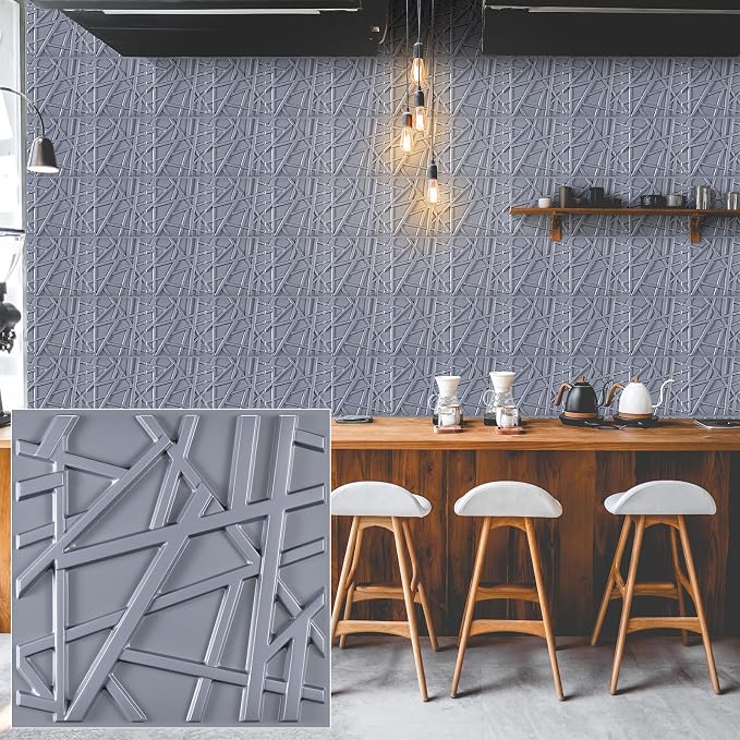 Heikki 30 Pack 3D Wall Panel for Interior Wall Décor, PVC Flower Textured Wall Panels for Living Room Bedroom Hotel Office, 11.8"x11.8", Double-Sided Tape (Gray-SZ) by YourBestChoices