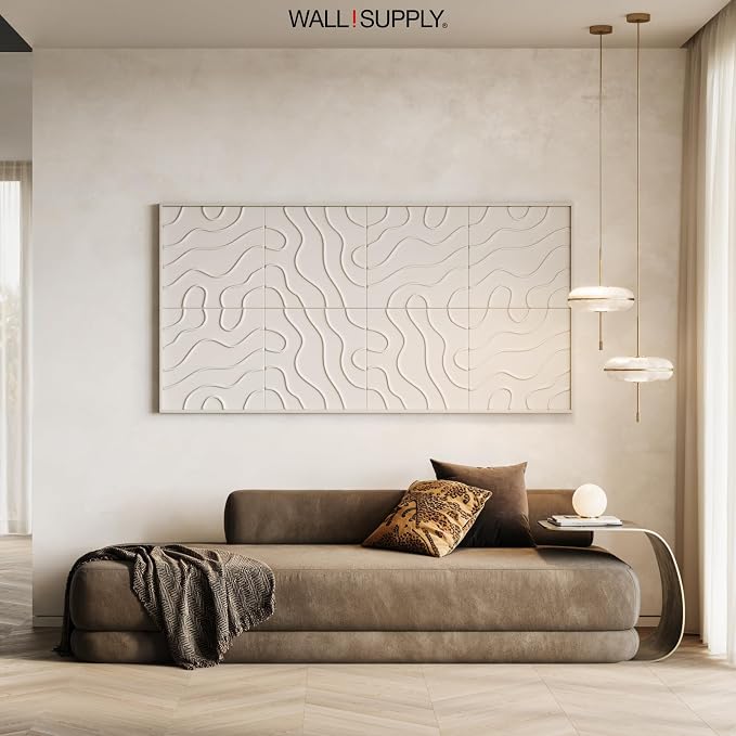 Wall!Supply 3D Flow Line Wall Panels, 12-Pack, White | Lightweight XPS Foam, Wallpaper Alternative, Easy DIY Installation, Covers 32.29 Sq Ft, for Living Room, Bedroom, Office - Image 6