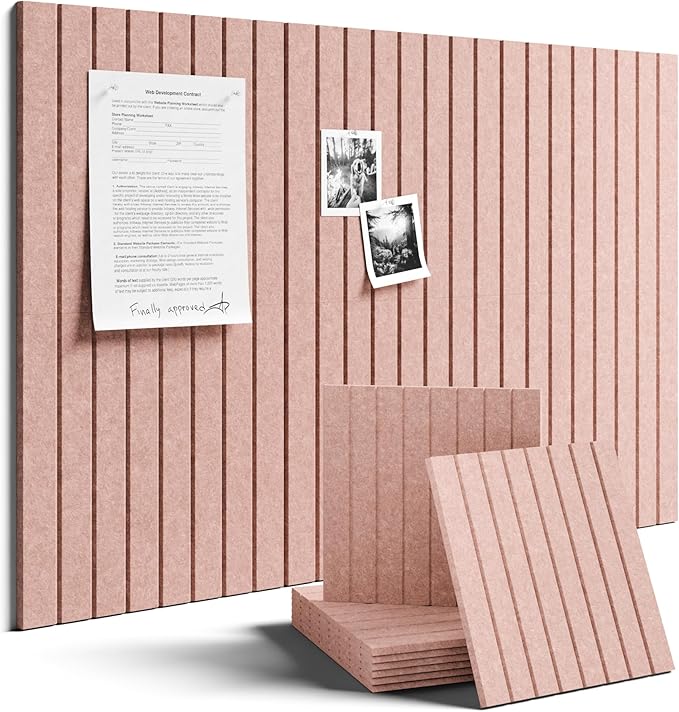 Fluxynara 36" x 24" Large Felt Bulletin Board, Pink | 6 Pack Cork Board Alternative with 30 Safe Adhesive Tabs, Pin Boards for Wall Decor, Home, Office, Classroom,Dorm by FLUXYNARA