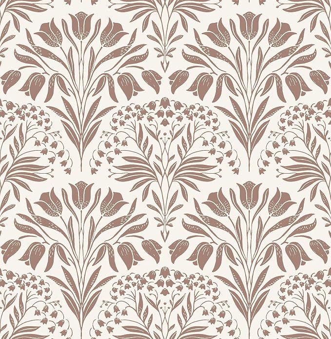 Vintage Tulip Floral Peel and Stick Wallpaper Retro Red Contact Paper | 17.3in X 118in Tulip Flowers Self Adhesive Wallpaper Boho Botanical Removable Wallpaper for Bedroom Cabinet Decor Vinyl by EchoSphere