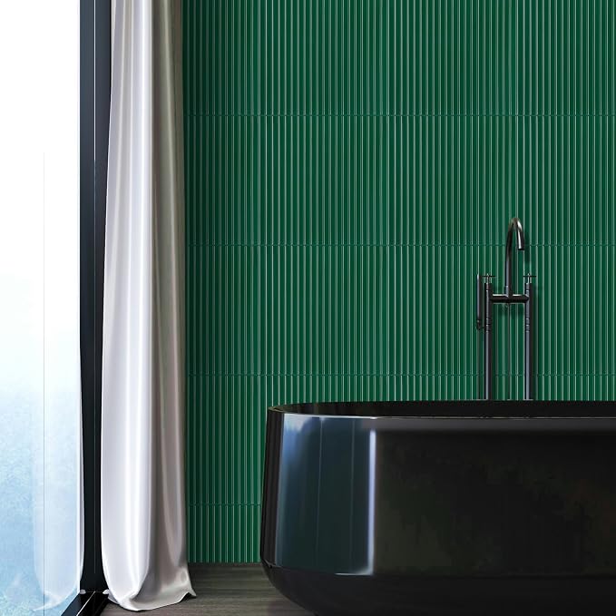Select 5 Pack Peel and Stick Backsplash Tiles, Vinyl Self Adhesive Back | Back Splash Stick On Tiles for Kitchen & Bathroom, Linear Design 12" x 12" Wall Tiles, Hunter Green - Image 7