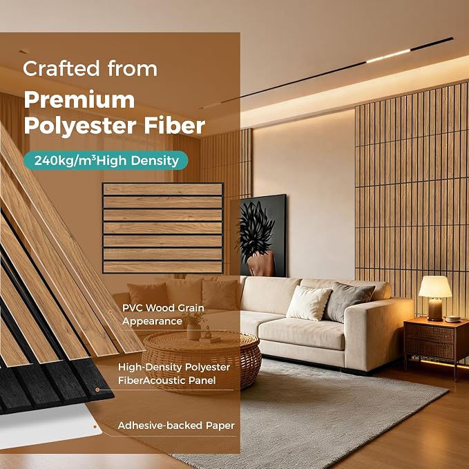 TO-TH 12 Pack Sound Panels Self-Adhesive Noise Absorbing Panel, Rustic Teak | Decorative Wood Grain, Peel and Stick Sound Proof Wall Panel, Reduce Echo & Flutter, Noise Canceling for Home, Office, Studio - Image 2