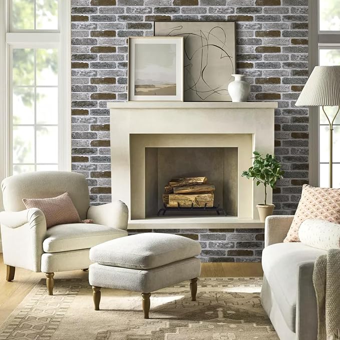 COMSTICKC 3D Peel and Stick Faux Brick Wall Panels for Quick DIY Wall Decor | 12 Pcs 22.8" x 11.8", Not Real Brick, Ultra-Light PVC 3D Fake Brick Wallpaper Decorative Tiles , Cover 22.48 sq ft - Image 7